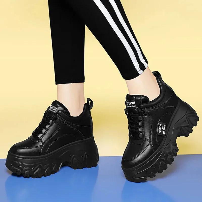 

Женские кроссовки на платформе, Вулканизированная массивная подошва, удобная повседневная обувь с внутренним увеличением, на высоком каблуке
