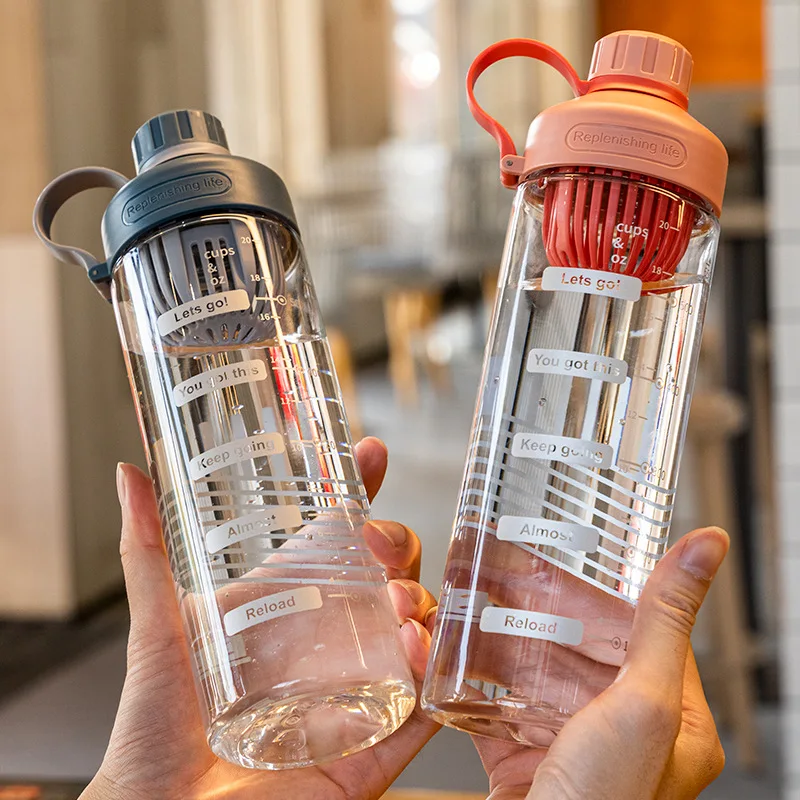 550/650ml Plastic Water Bottle with Scale & Mark Portable La