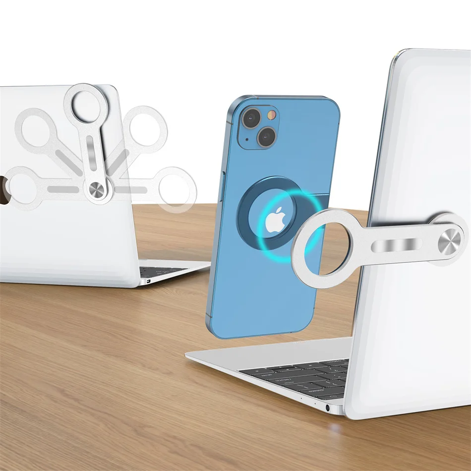 lovebay laptop cell phone mount for iphone 13 12 collapsible metal paste base office monitor magnetic holder adapt to cellphone free global shipping