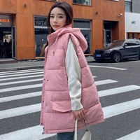 womens hooded cotton padded jacket vest sleeveless tops autumn winter warmth coat cardigan korean fashion thermal vest designer