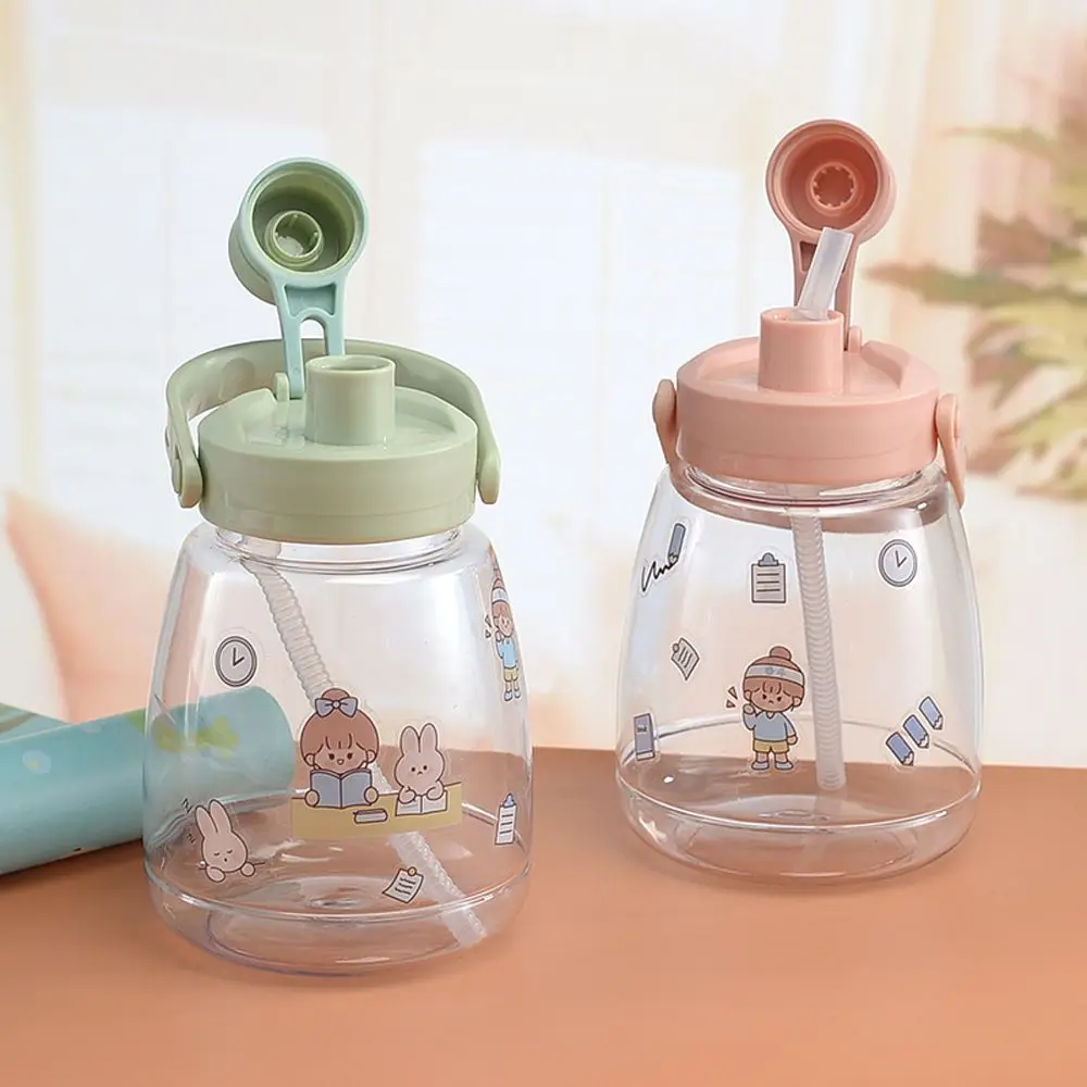 

Leakproof Cup Flip Top Sports Bottle Reusable Water Jug Big Belly Cup Water Sippy Cup Children's Straw Cup Blue Bear Water Cup