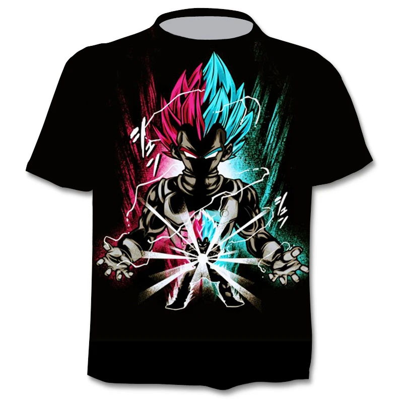 

Japanese Anime Super Burning Goku 3D Printing Men's T-shirt Street Cool Boy Short Sleeve