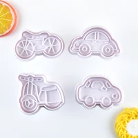 4pcs car plane motorcycle bicycle cookie cutter biscuit mold vehicle shape cookie fondant run cake decorating tools
