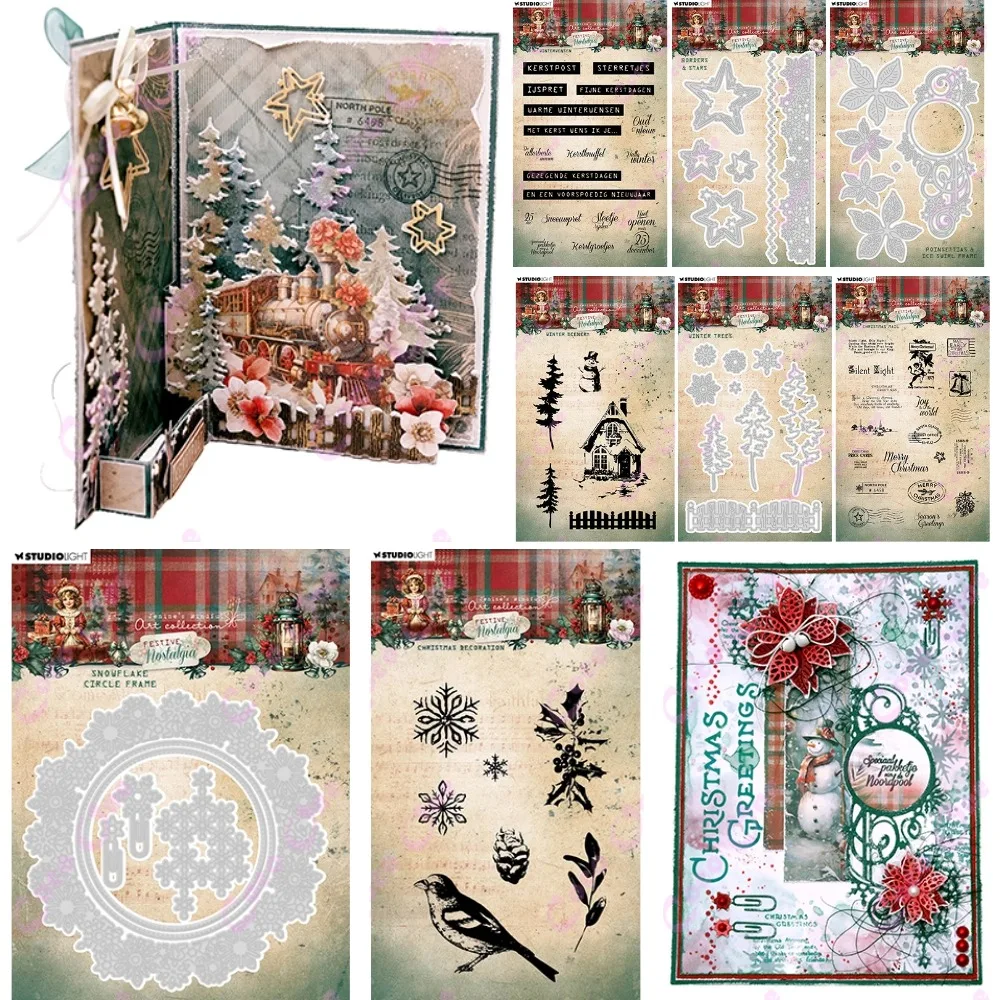 Негибкие зимние рождественские снежные металлические штампы и для рукоделия