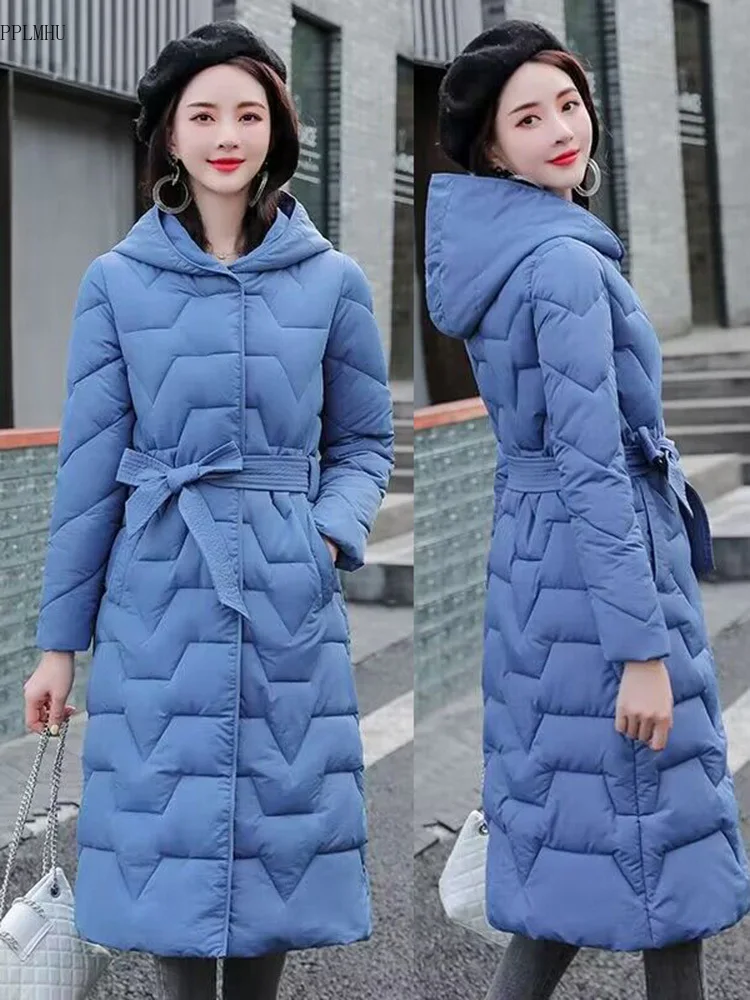 

Зимнее теплое женское Стеганое пальто, модная пуховая хлопковая куртка, ветрозащитная стеганая новая верхняя одежда, корейский пояс, тонкая искусственная кожа
