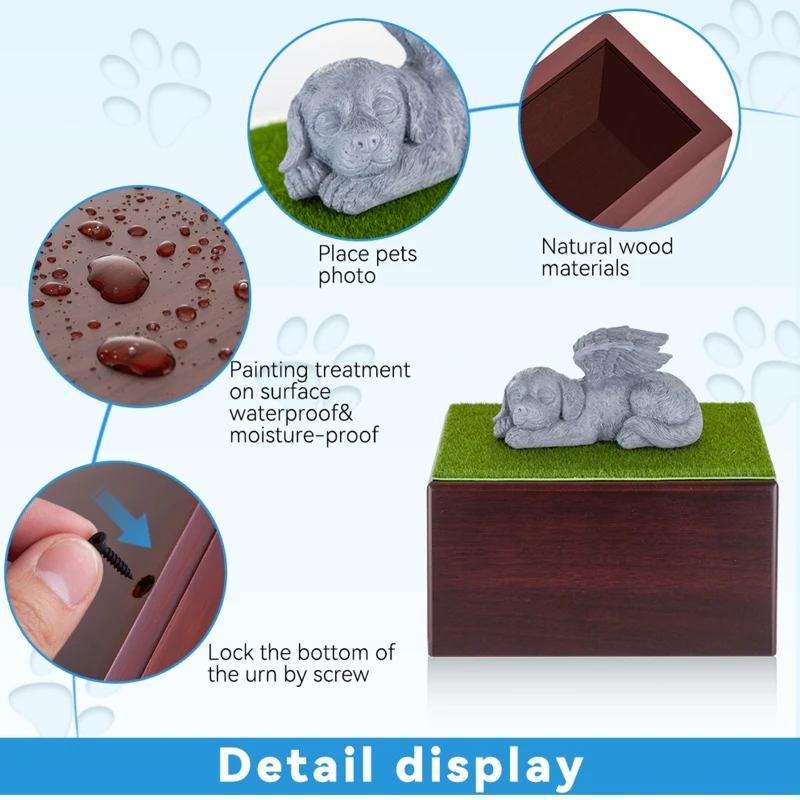 

Pet Memorial Keepsake Urns with Picture Photo Frame Cremation Urn Box for Dog Small Animal Brown 7.5"x5.1"x4"