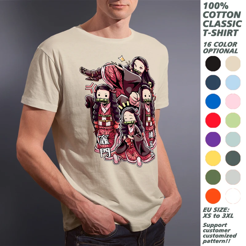 

Kimetsu No Yaiba Nezuko Printed T Shirt for Men Women Cotton Casual 16 Color Short Sleeve T-shirts Y2K Unisex Summer Clothing