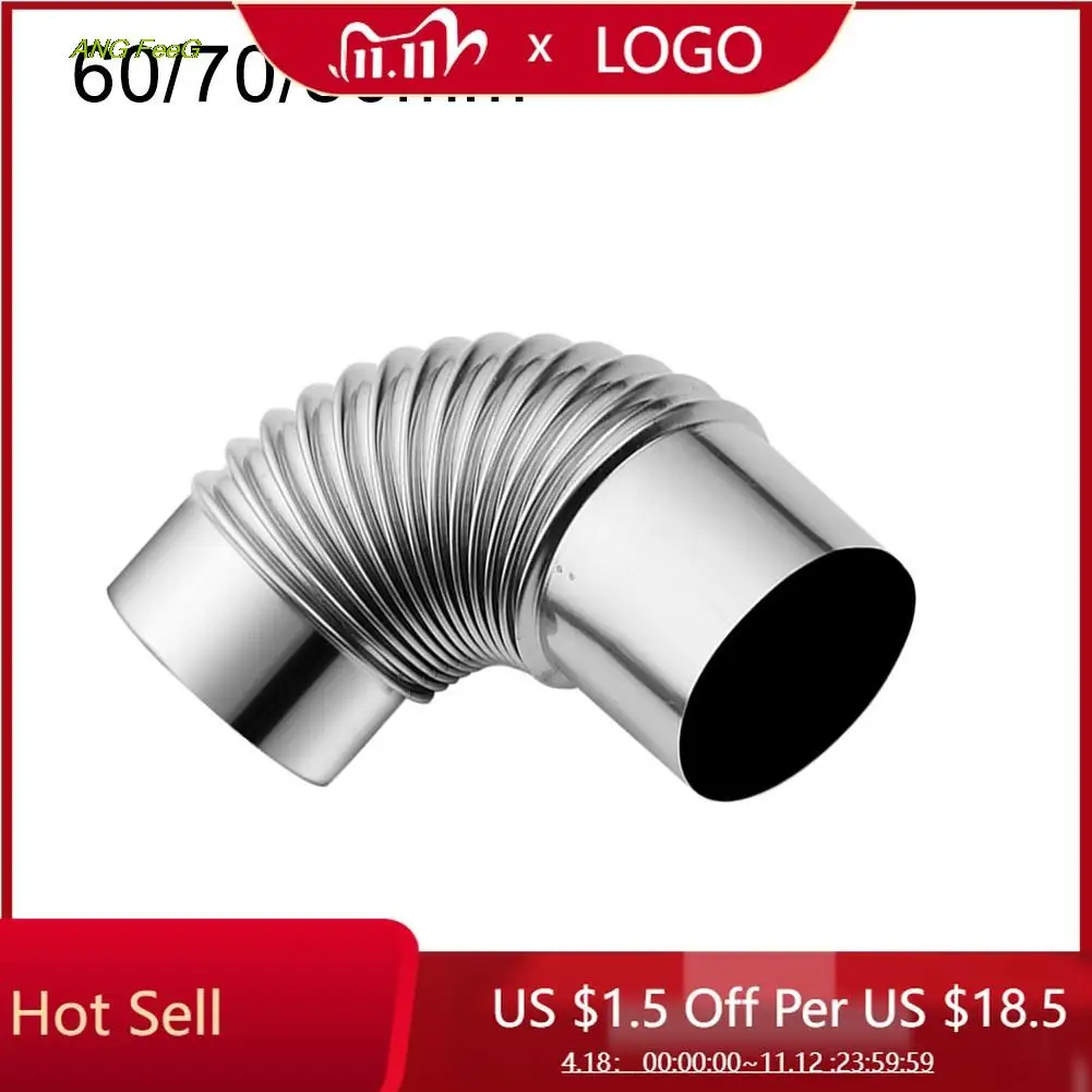 Online Paslanmaz çelik baca soba borusu baca astarı 90 derece dirsek 60 70 80mm açık kamp odun sobaları ısıtıcı egzoz borusu