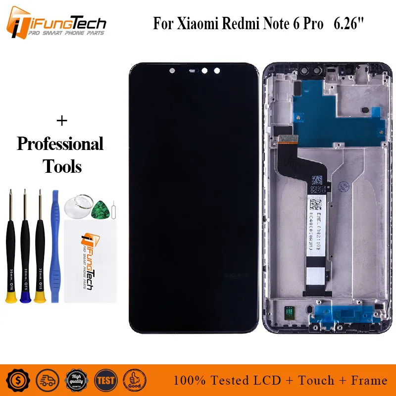 

ЖК-дисплей 6,26 дюйма для Xiaomi Redmi Note 6 Pro, сенсорный экран с рамкой для Redmi Note 6 Pro, дигитайзер в сборе с инструментами