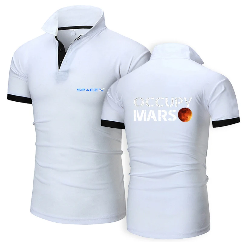 

Мужская футболка с коротким рукавом, с воротником-стойкой и принтом