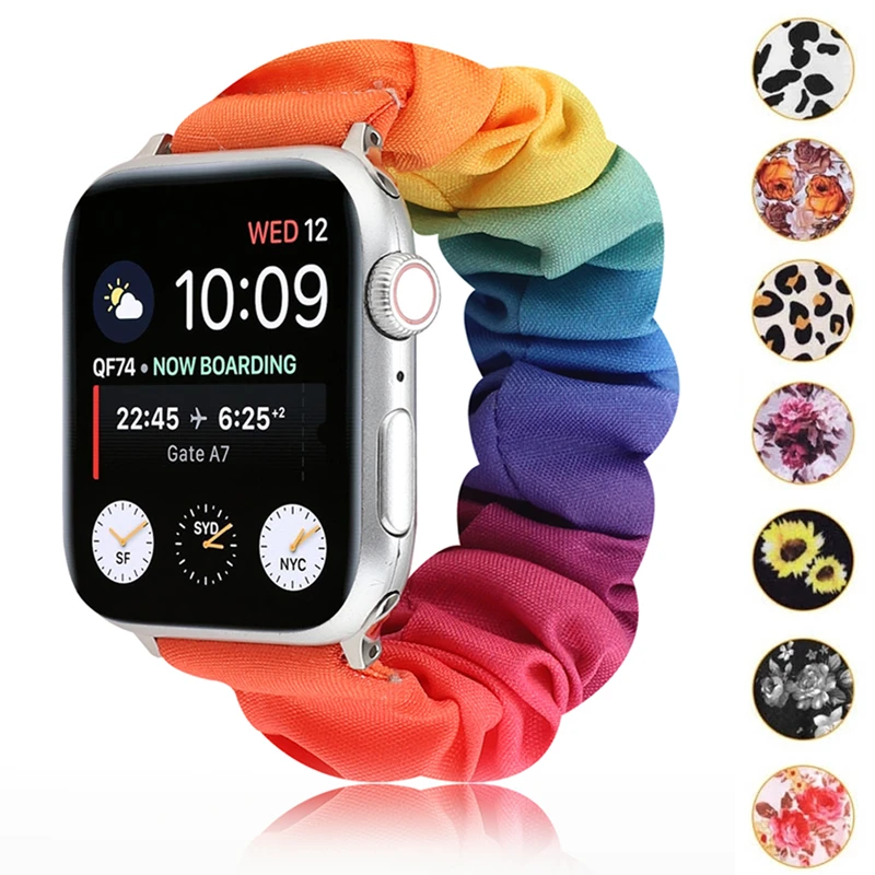 Hair Ring Creative strap For Apple Watch 44mm 45mm 49mm 41mm 40mm 38 42mm Elastic Fabric Bracelet iwatch Series Ultra 8  7 6 SE