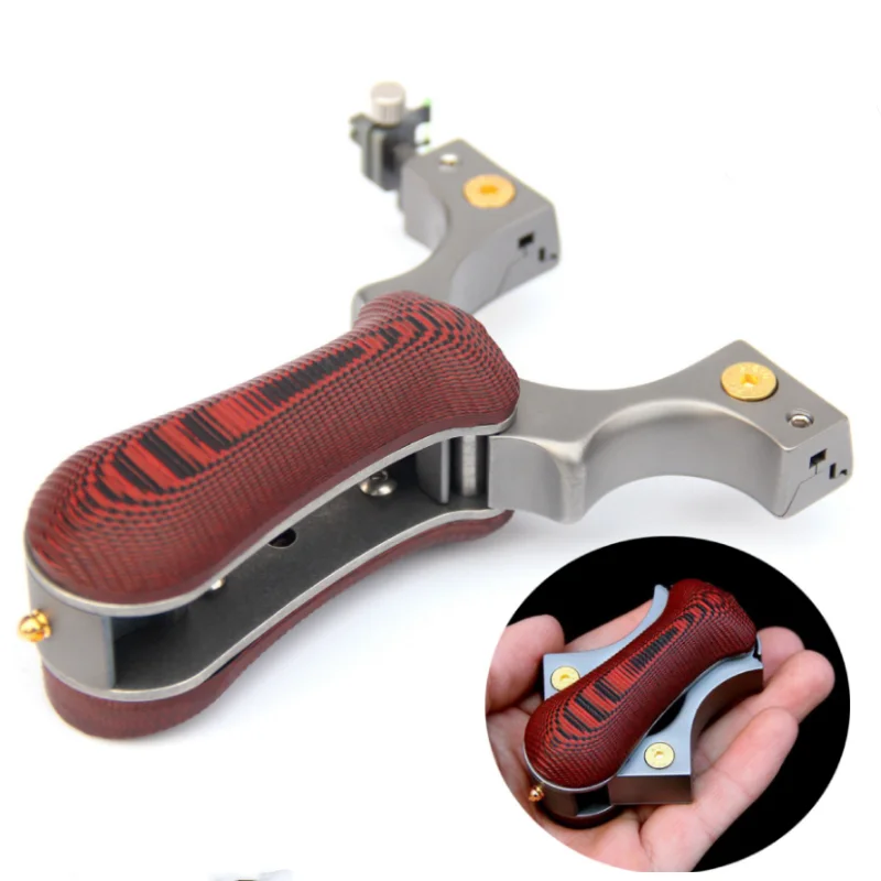 

Titanium Alloy Folding Slingshot + G10 Patch High-quality Detachable Catapult with Titanium Alloy Sight for Outdoor Hunting
