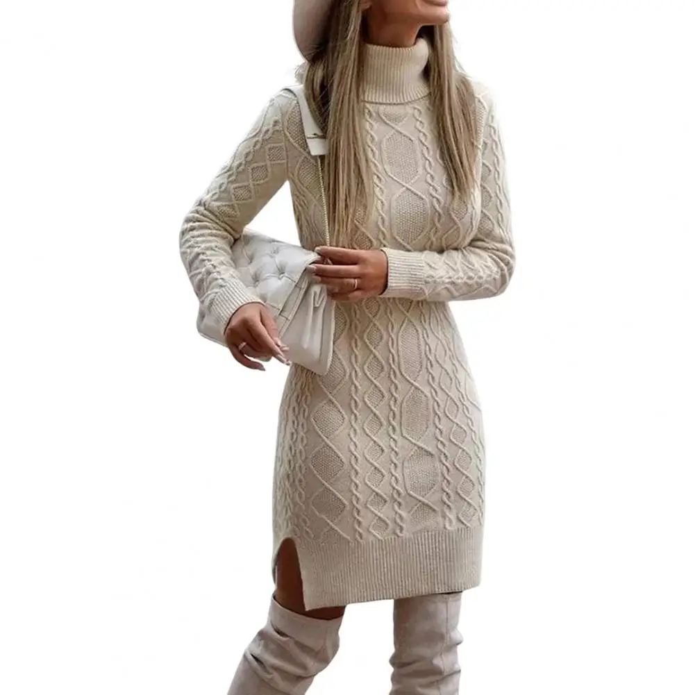 

Knitted Dress Turtleneck Bodycon Dress Temperament Twist Sexy Slim Knitted Pencil Dress
