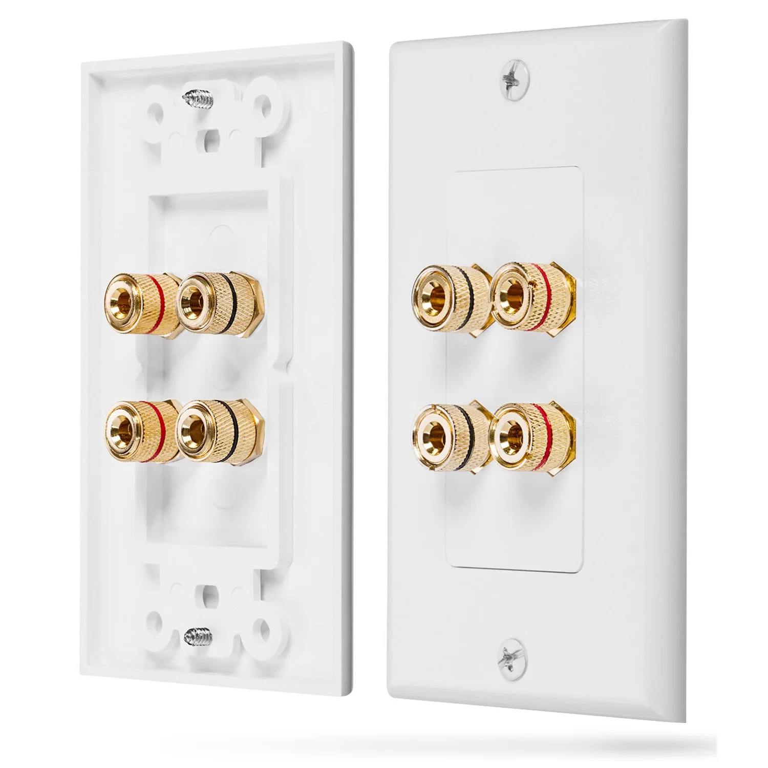 

4 Posts Speaker Wall Plate Home Theater Wall Plate Audio Panel for 2 Speakers