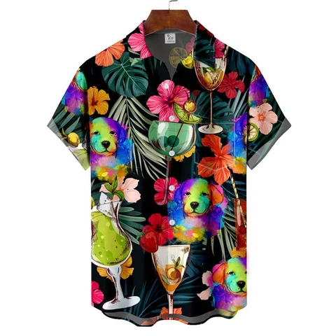Summer Shirts Vintage Hip-hop Hawaiian Beer 3d Printed Shirts Men Women Fashion Shirt Beach Short Sleeve Men's Blouse Vocation
