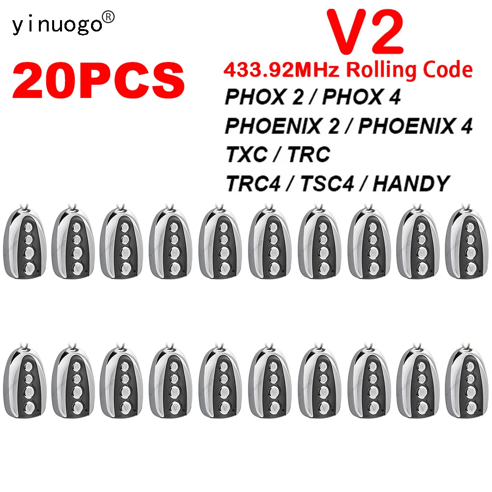 20 шт. V2 Phoenix Phox 2 4 TRC4 TSC4 TXC TRC удобный пульт дистанционного управления дверью гаража 433 МГц скользящий код PHOENIX2 PHOENIX4 PHOX2 PHOX4