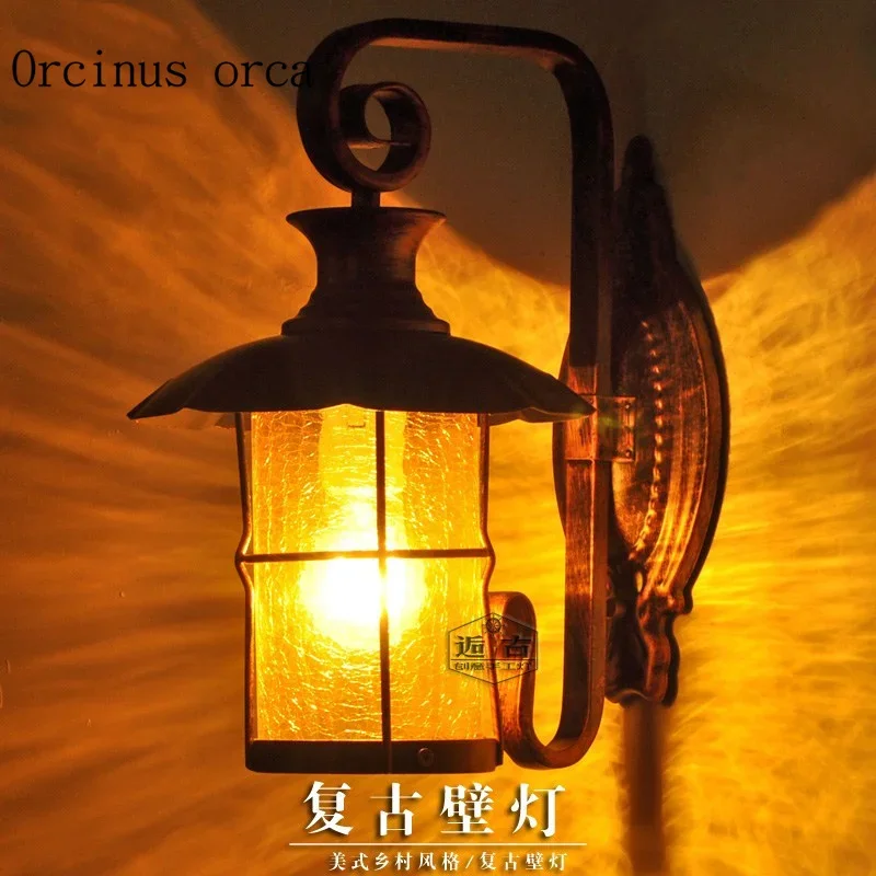 Американский антикварный водонепроницаемый уличный настенный светильник для