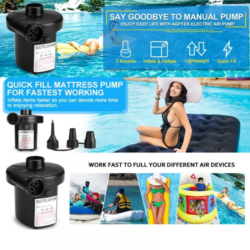 

Portable Quick Fill Air Inflator Deflator Air with 3 Changeable Nozzle Multi-use Inflator Deflator for Inflatable Pool Toys S