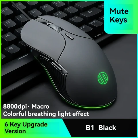 Проводная игровая макро-мышь 8800DPI, регулируемая Бесшумная мышь с 6 кнопками, светоизлучающая мышь для офиса, настольного компьютера, ноутбука
