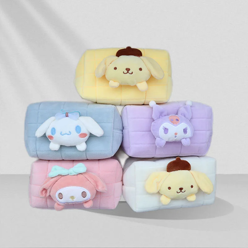 

Sanrio Mymelody Cinnamoroll Kuromi Pompom Purin Kawaii Fashion New Plush Cosmetic Bag Cartoon Multifunctional Storage Bag