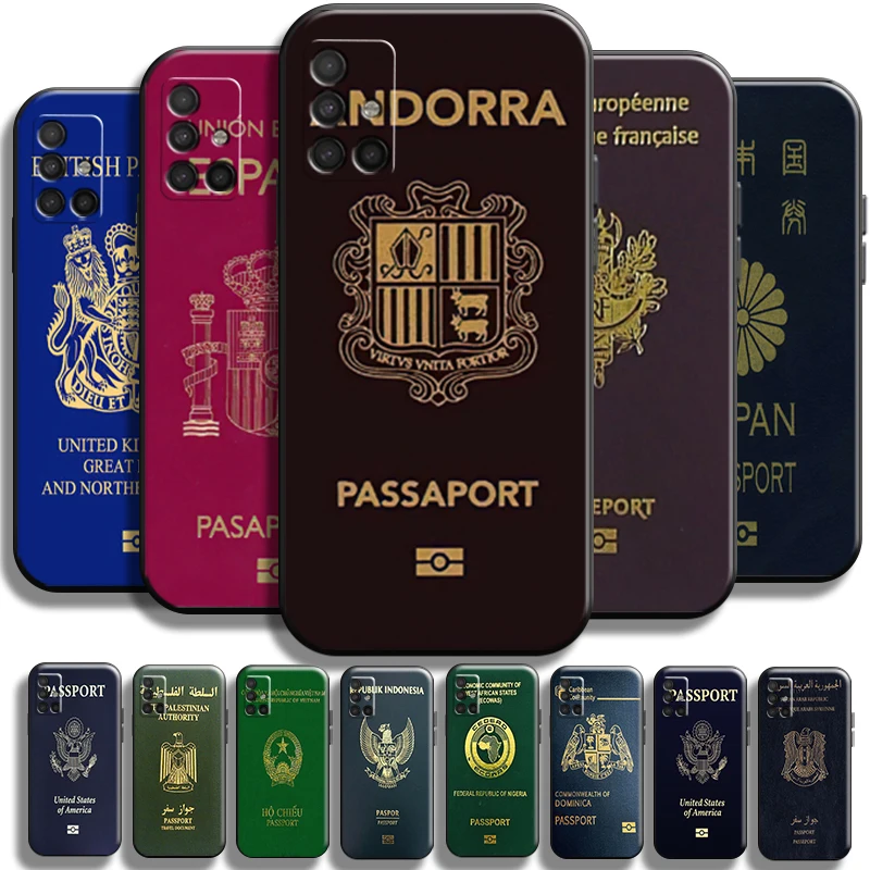 

Funny National Passports For Samsung Galaxy A51 A51 5G Phone Case Funda Shockproof Coque Full Protection Carcasa Shell Black