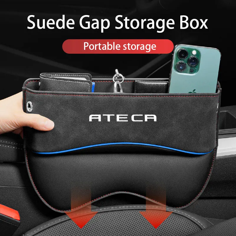 

Боковой карман для хранения на сиденье автомобиля из ПУ кожи, замшевый зазор, органайзер, коробка для Seat ATECA, стильные аксессуары