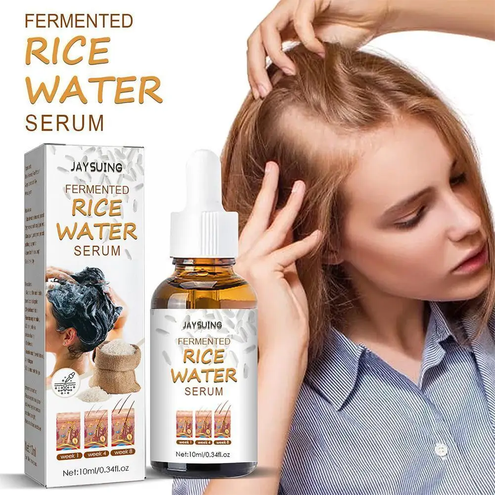 

10ml Fermented Rice Water Hair Essence Oil Anti Hair Dry Damaged Shampoo Care Hair Growth Nourishing Serum Loss Frizzy Hair Q2T5