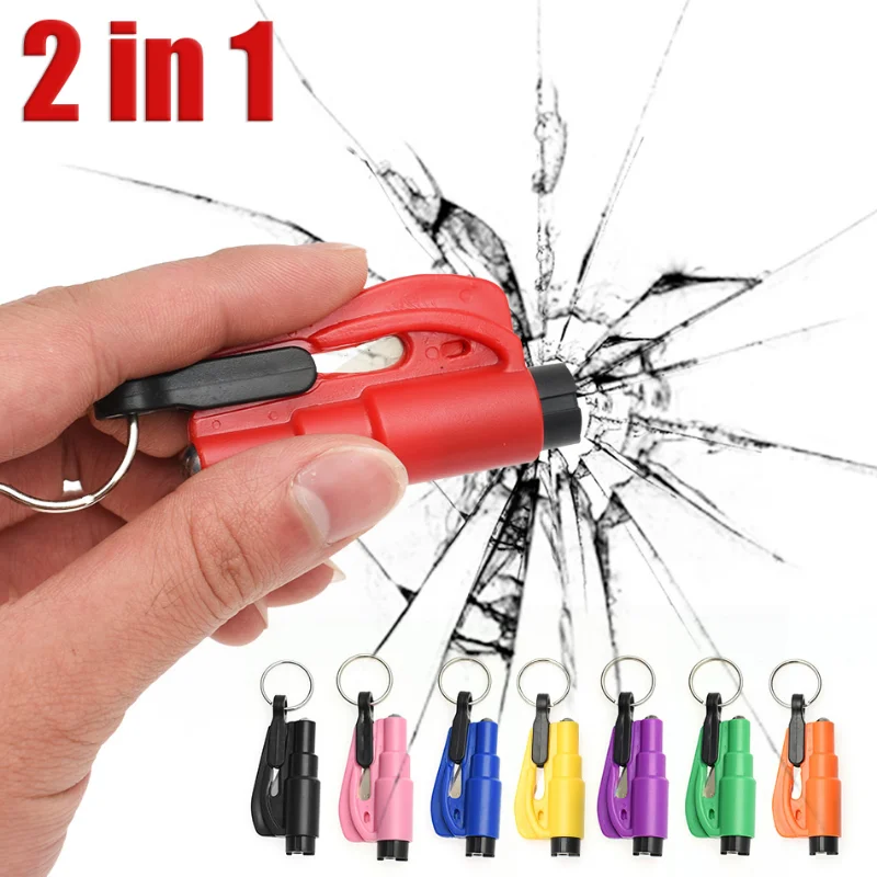 

Mini Car Safety Hammer 2 In 1 Window Breaker Seat Belt Cutter Portable Key Chain Escape Hammer Car Emergency Rescue Tools