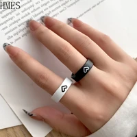 hmes fashion ring women black heart shaped stainless steel ring couple wedding ring punk jewelry men ring beach accessories gift