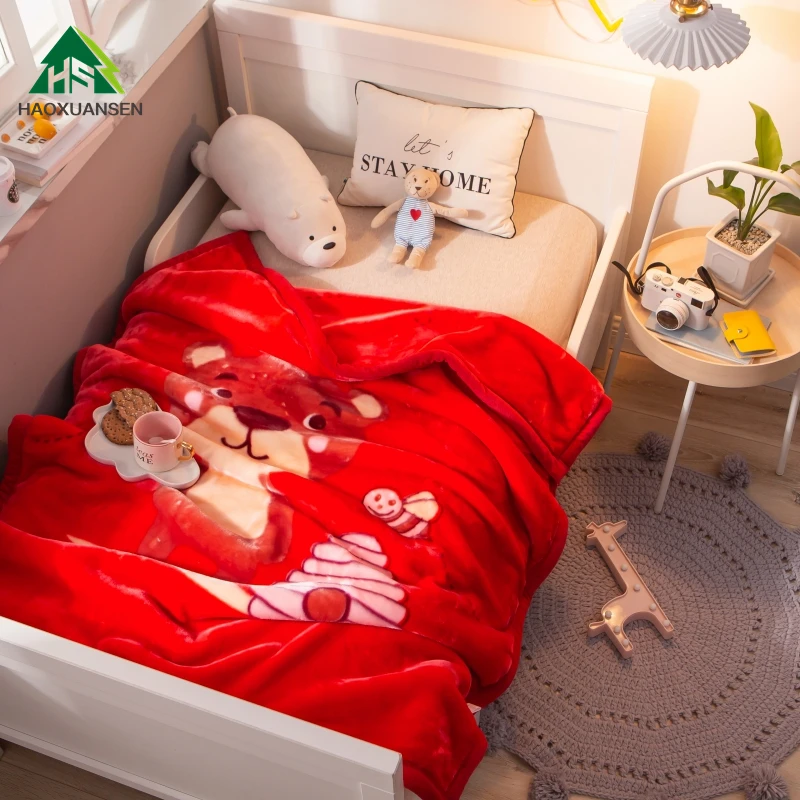 

Cartoon Thicken Throw Blanket Fluffy Soft Sofa Children's All Seasons Flannel Bedspread Sheets Cartoon Bear Dinosaur Lion 3Color