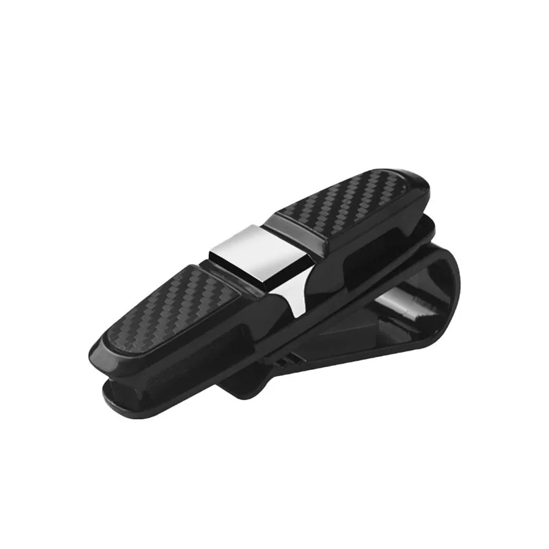 Держатель для очков для автомобиля, солнцезащитный козырек, зажим для солнцезащитных очков, держатель для билетов, застежка для очков, зажим для солнцезащитных очков из углеродного волокна, черный, серебристый цвет