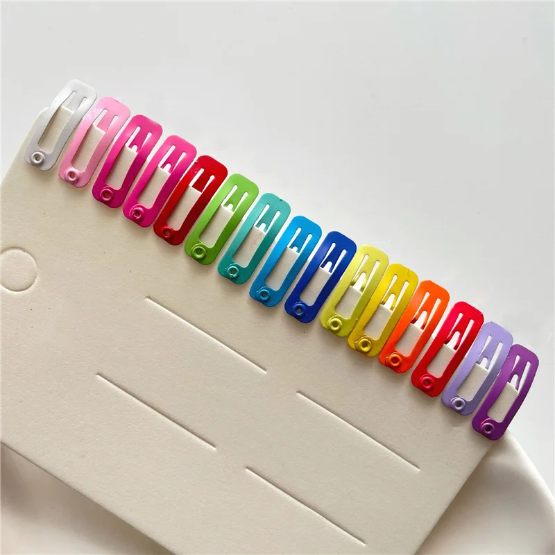 

10/20/40Pcs Mini Headdress 3cm Rectangular BB Hairpin Pet Hair Clip Side Bangs Barrette Candy Color Paint Girls Hair Accessories