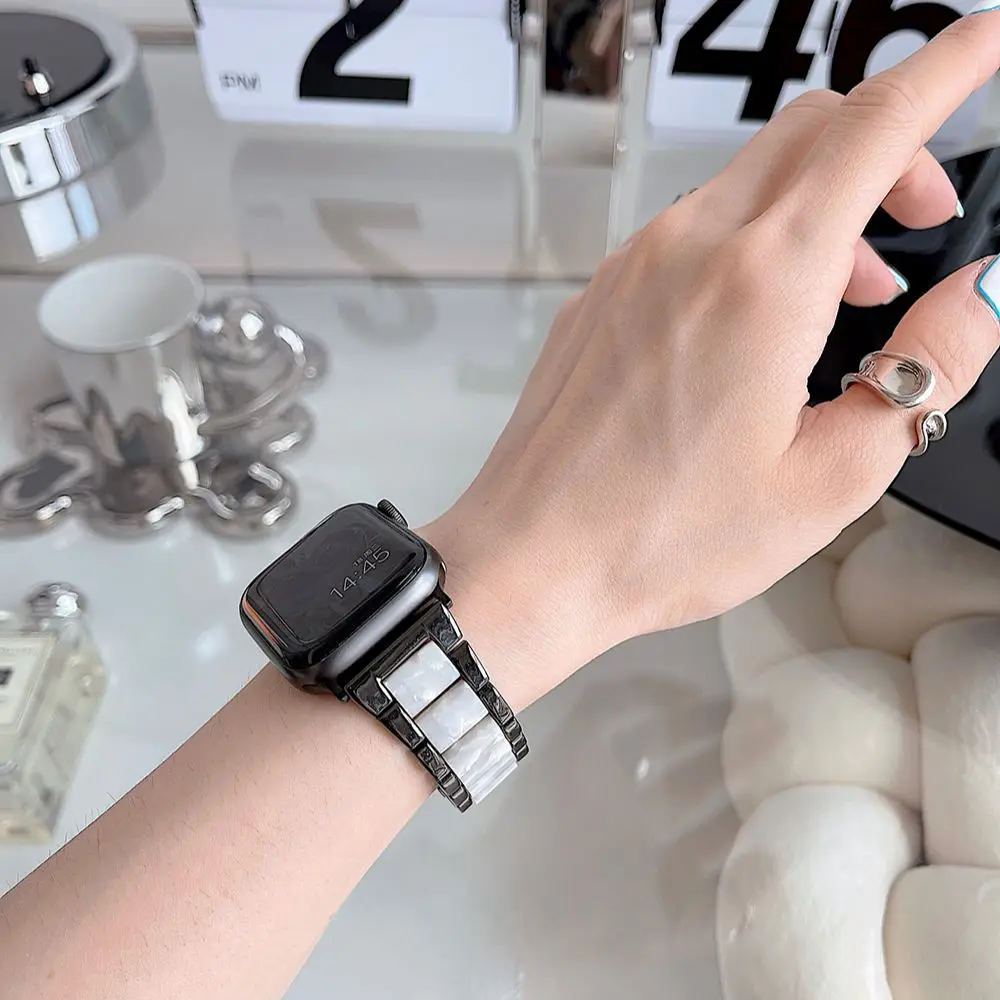 Resin strap for apple watch band 7 44mm 40mm 42mm 38mm 41 45mm correa transparent Loop watchband for iwatch 7 6 se series 5 4 3