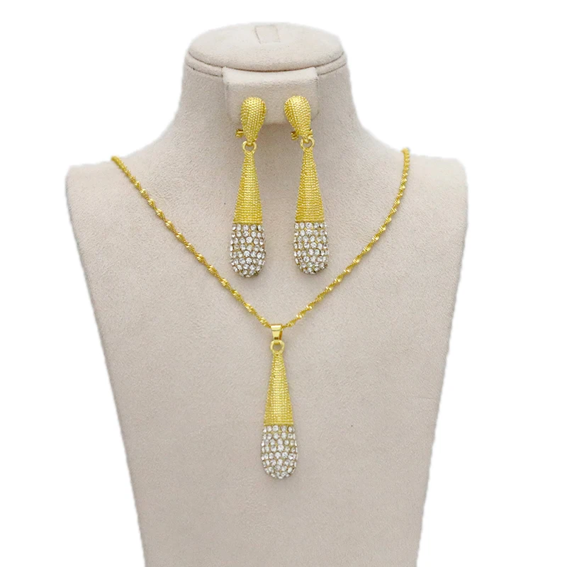 

Moroccan Ethnic Metal Necklace Earring Set Women's Crystal Wrist Jewelry Brand Design 2 Piece Earrings Necklace Jewelry