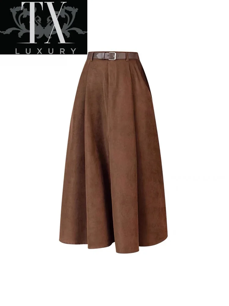 

Long Skirts Autumn New Women Fashion Office Ladies Midi Casual A Line Skirt Korean Style Retro Elegant All-Match Jupe Femme