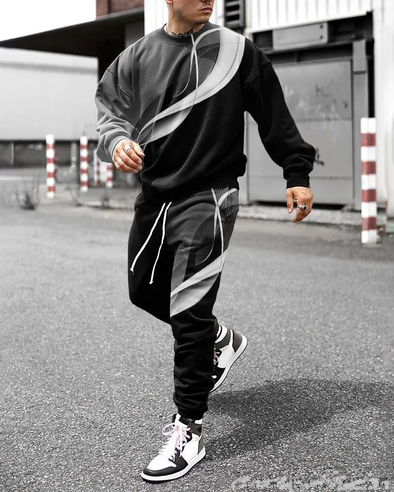 Summer Men Tracksuit Jogging Outfits 3D Print Trend Vintage T-Shirt Street Fashion Men's Clothes Sports Long Pants 2 Piece Sets