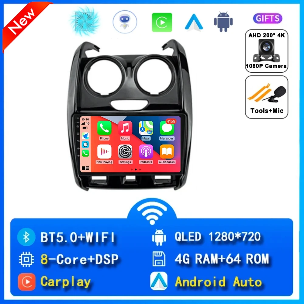 2K для Renault Duster 2015-2021 для LADA Largus 2021 автомобильный радиоприемник мультимедийный видеоплеер навигация стерео GPS Android 15 без 2di