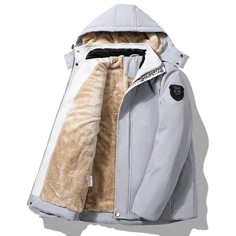 Плюс размер L-7XL зимнее серое пальто бархатная куртка для рыбалки мужская одежда