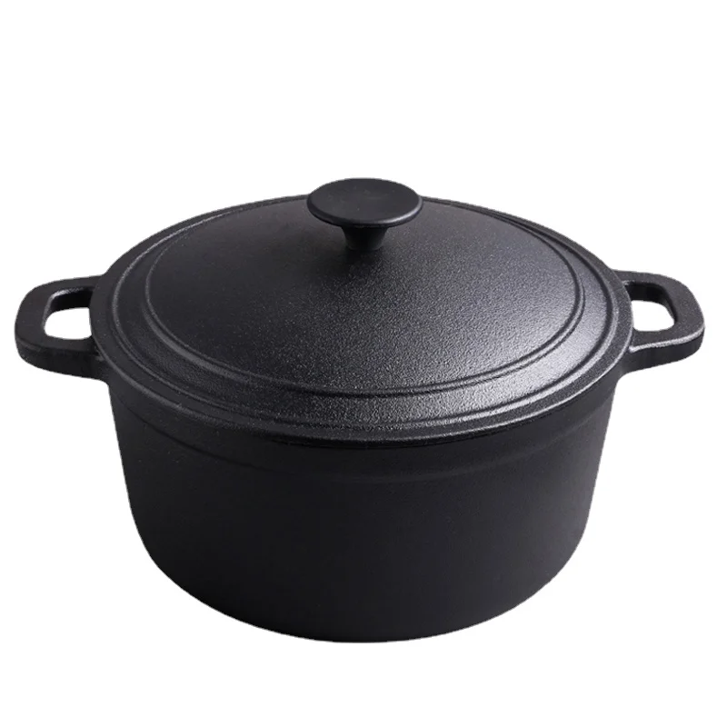 

Small Stew Household Cast Iron Soup Pot Enamel Non Stick Pot Baby Casserole Black Pot Cooking With Lid Snow Pan Olla Home Eg50tg