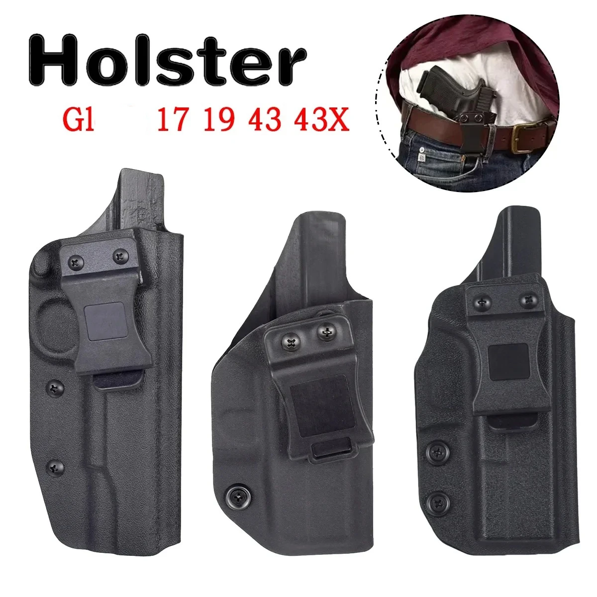 Фото Кобура из ПВХ для 1911 Glock 17 19 26 43 43X Tauru G2C P365, внутренний пояс, скрытый зажим для ремня, чехол Jericho 941 №3