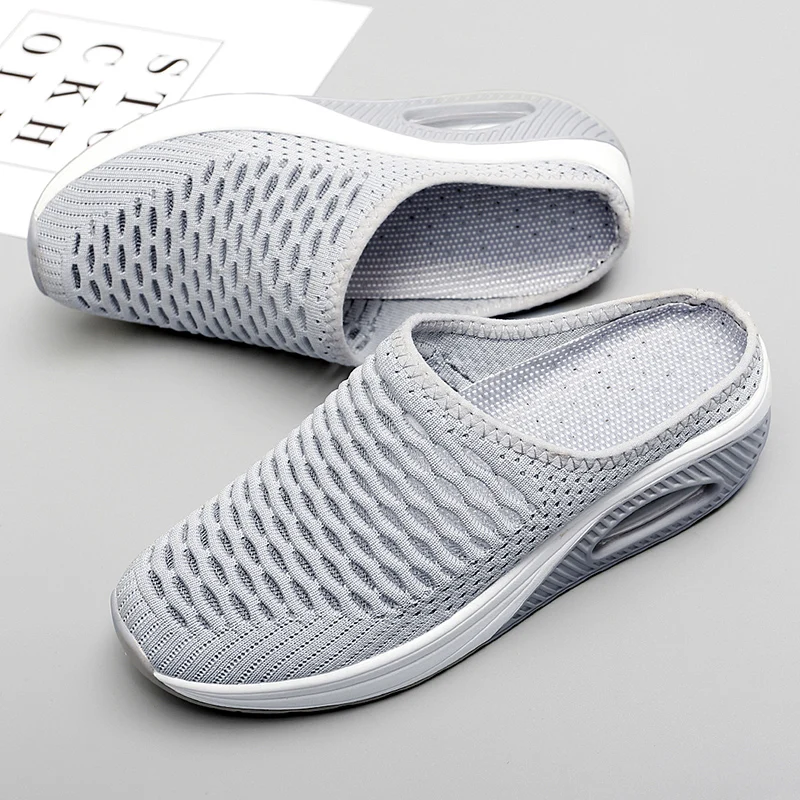 

Fujeak Breathable Anti-slip Mesh Slippers Comfortable Lightweight Vulcanised Shoes Casual Women's Shoes Outdoor Half Slippers
