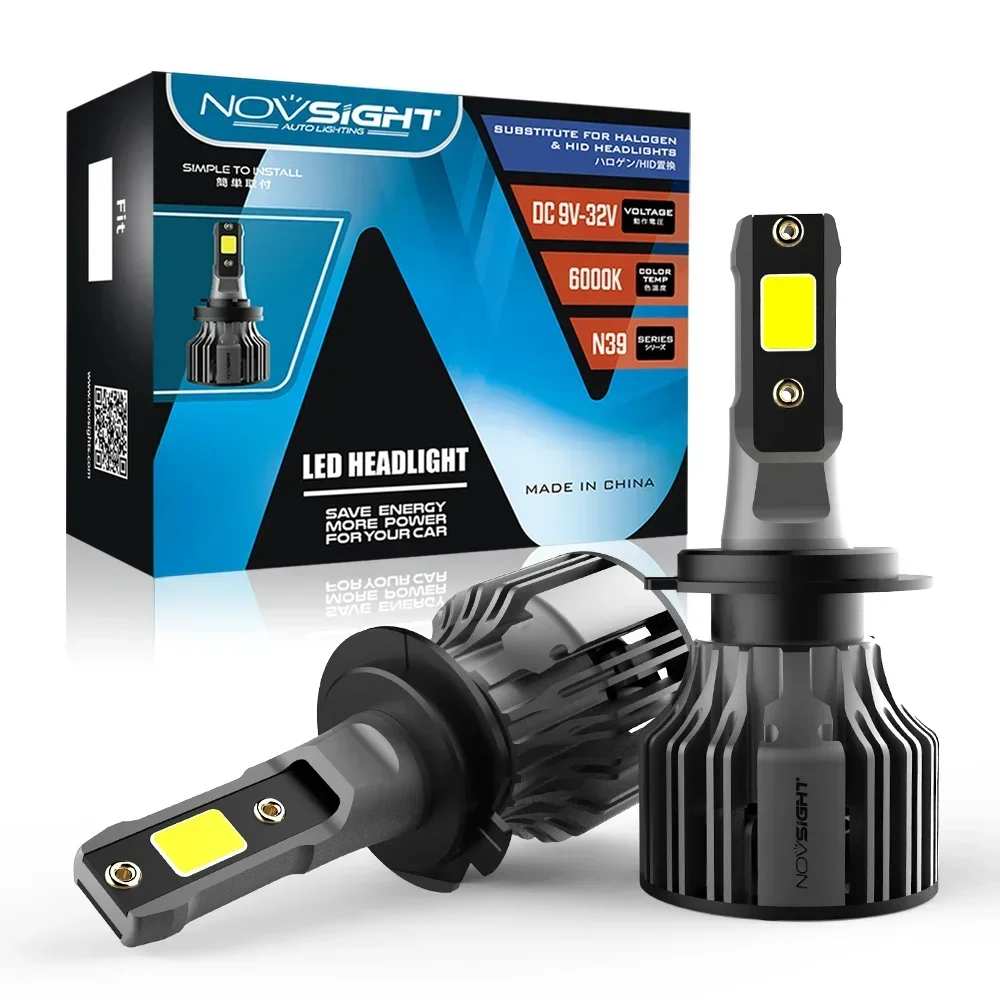 Фото Светодиодные лампы для автомобильных фар NOVSIGHT 72W 10000LM 6000K Автомобильные фары Автомобильные аксессуары H7 H1 H3 H4 H11 H8 H9 H13 9005 9006 9012 9007 №1
