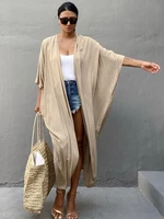 beach cover up kimono women summer 2022 new pareo swimsuit cape solid bohemian tunic dresses bathing suits dropshipping