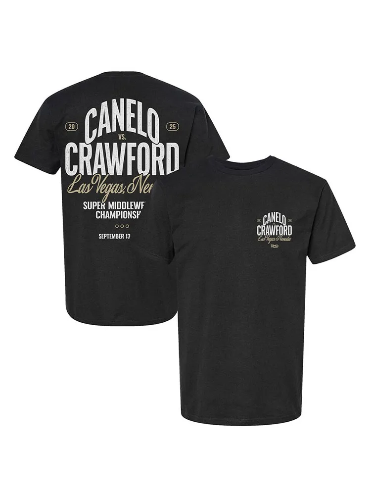 Фото Мужская черная футболка для чемпионата по супермиддлвейту Canelo Vs Crawford, модная, свободная, дышащая, подходит для занятий спортом на открытом воздухе №5