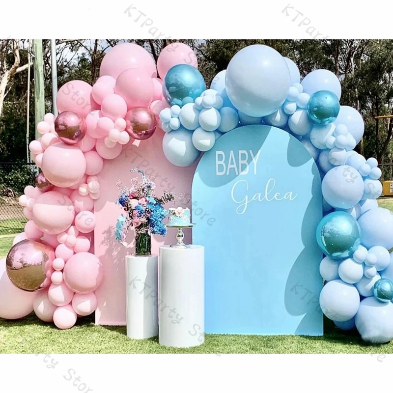 

Macaron Pastel Blue Pink Balloons Garland Arch Boy Or Girl Gender Reveal Party Decoration 4D Aluminum film Balon Baby Shower