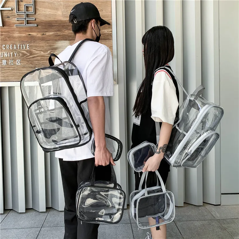 Sport Clear Backpack Women Men See Through Backpacks Gym Mini Transparent Bookbag for School Work Stadium Security Travel Event