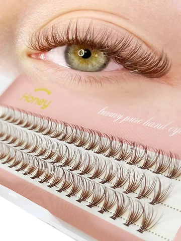 Кластерные ресницы Honey Eyelash коричневые