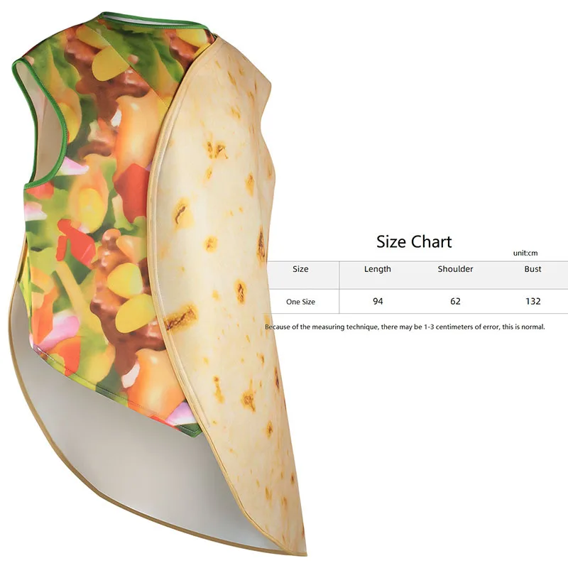 Костюм для взрослых унисекс смешной костюм тако одежда Хэллоуина платье мужчин и