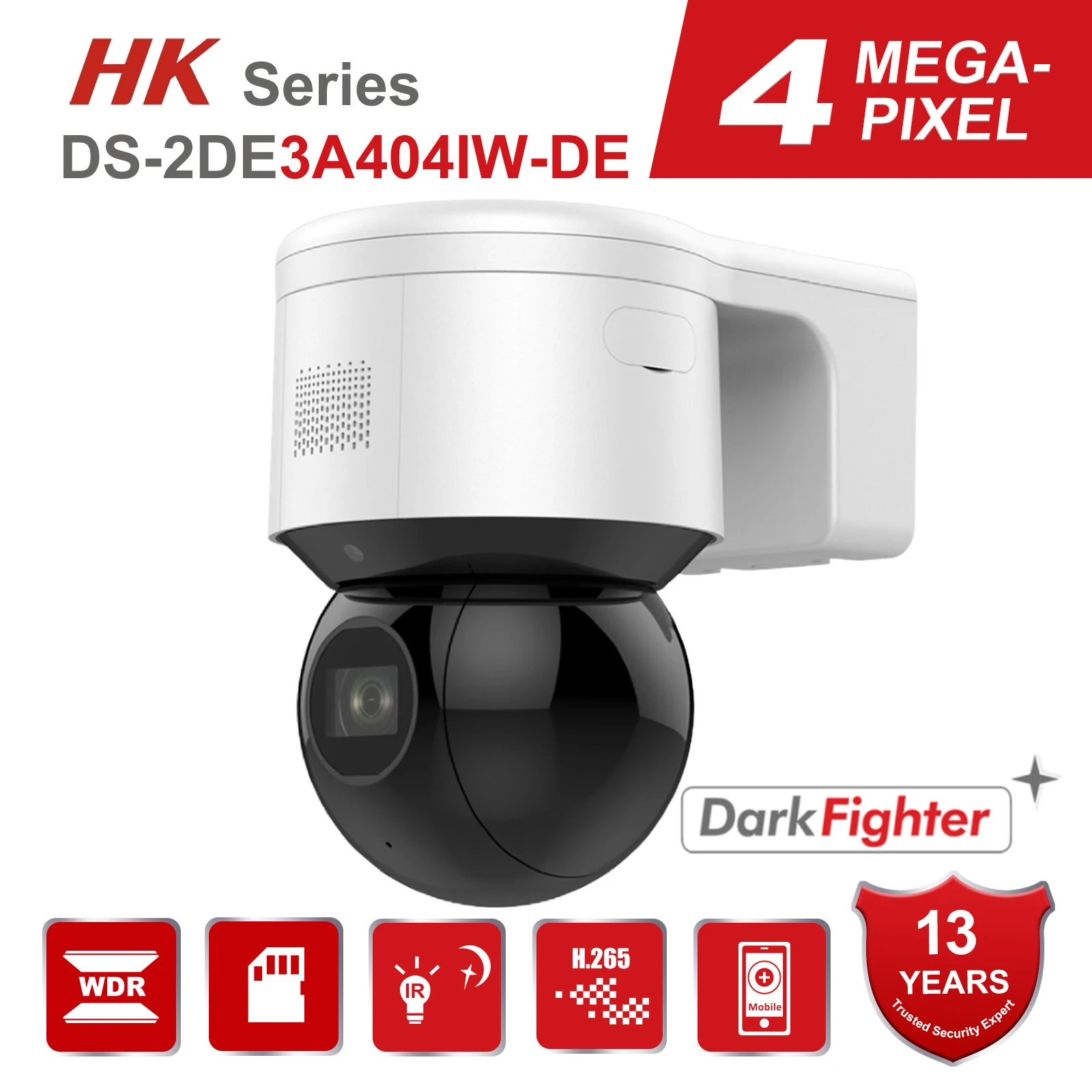 HK Original DS-2DE3A404IW-DE 4MP Mini Speed 3-inch 4 MP 4X Zoom  Powered by DarkFighter IR Network Speed Dome CCTV Security by