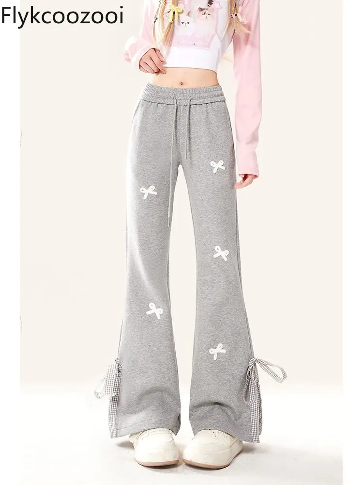 Повседневные тренировочные брюки в стиле колледжа с бантом женские новые